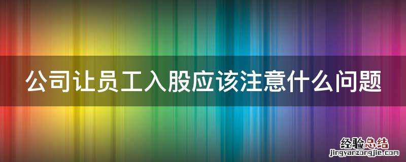 公司让员工入股应该注意什么问题