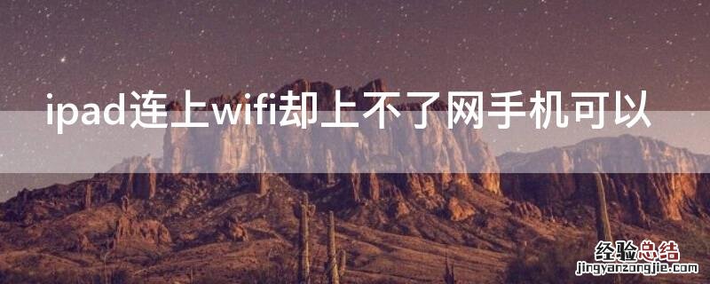 ipad连上wifi却上不了网手机可以
