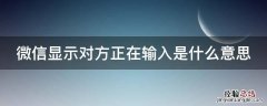 微信显示对方正在输入是什么意思