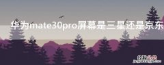 华为mate30pro屏幕是三星还是京东方