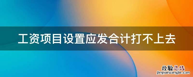 工资项目设置应发合计打不上去