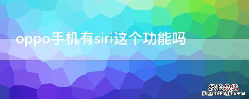 oppo手机有siri这个功能吗