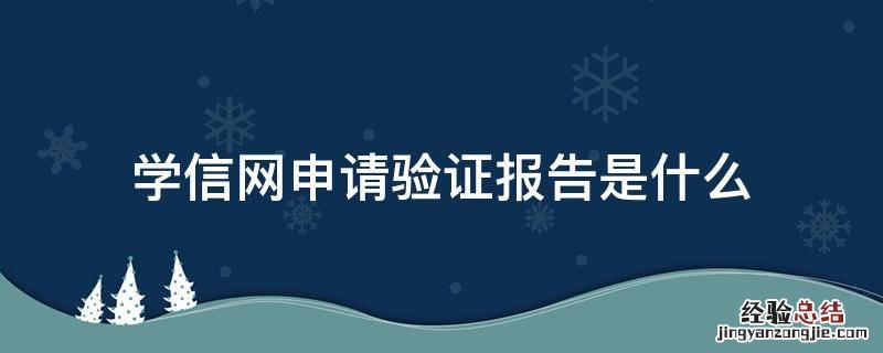 学信网申请验证报告是什么