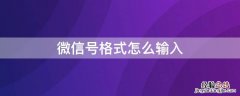 微信号格式怎么输入 微信号格式怎么填写