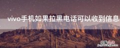 vivo手机如果拉黑电话可以收到信息吗