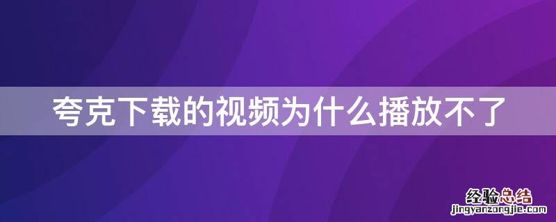 夸克下载的视频为什么播放不了