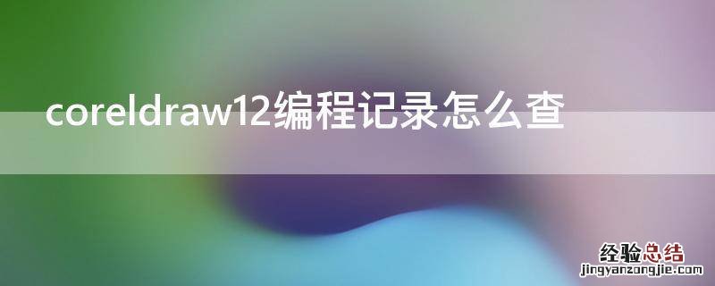 coreldraw12编程记录怎么查