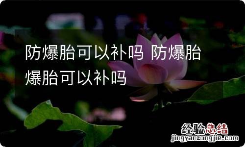 防爆胎可以补吗 防爆胎爆胎可以补吗