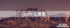 bud什么意思 ud什么意思