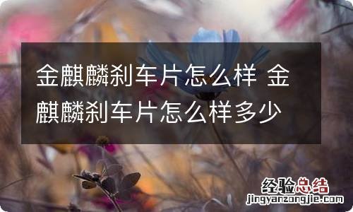 金麒麟刹车片怎么样 金麒麟刹车片怎么样多少钱