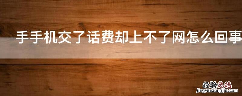 手手机交了话费却上不了网怎么回事 手机话费交上不能上网怎么回事