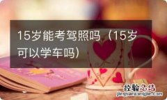 15岁可以学车吗 15岁能考驾照吗