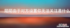 陌陌由于对方设置你无法关注是什么意思