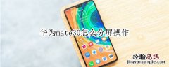 华为mate30怎么分屏操作