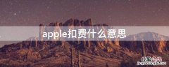 apple扣费什么意思