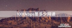 1000kbps是多少网速