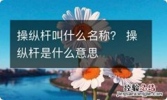 操纵杆叫什么名称？ 操纵杆是什么意思