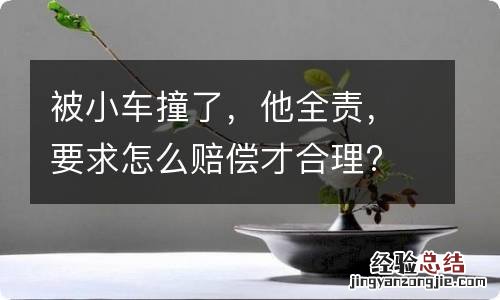 被小车撞了，他全责，要求怎么赔偿才合理?