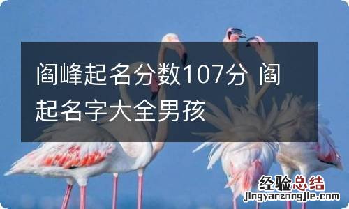 阎峰起名分数107分 阎起名字大全男孩