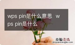 wps pin是什么意思wps pin是什么