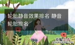 轮胎静音效果排名 静音轮胎排名