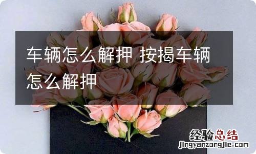 车辆怎么解押 按揭车辆怎么解押