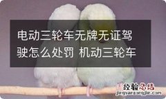 电动三轮车无牌无证驾驶怎么处罚 机动三轮车无牌无证驾驶怎么处罚