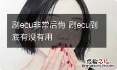 刷ecu非常后悔 刷ecu到底有没有用