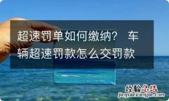 超速罚单如何缴纳？ 车辆超速罚款怎么交罚款