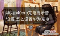 华为p40pro充电提示音设置 怎么设置华为充电提示音