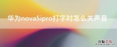 华为nova5ipro打字时怎么关声音