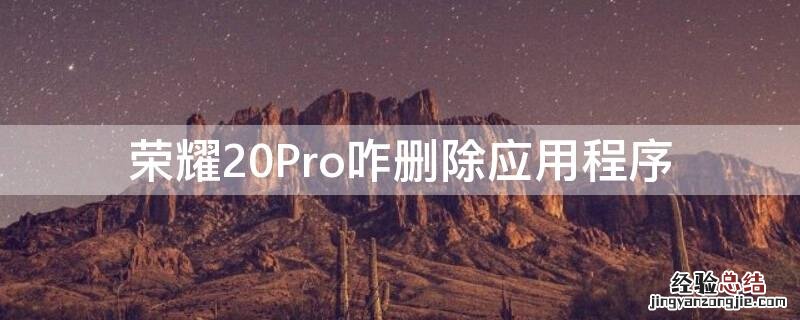 荣耀20Pro咋删除应用程序