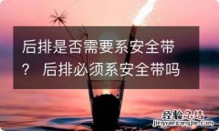 后排是否需要系安全带？ 后排必须系安全带吗