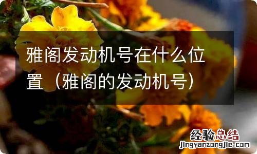 雅阁的发动机号 雅阁发动机号在什么位置