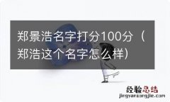 郑浩这个名字怎么样 郑景浩名字打分100分