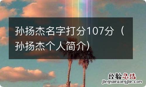 孙扬杰个人简介 孙扬杰名字打分107分