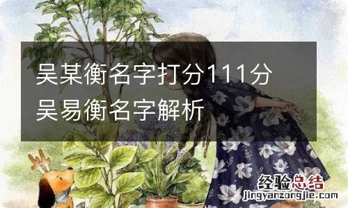 吴某衡名字打分111分 吴易衡名字解析