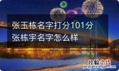 张玉栋名字打分101分 张栋宇名字怎么样