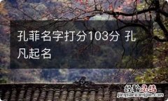 孔菲名字打分103分 孔凡起名