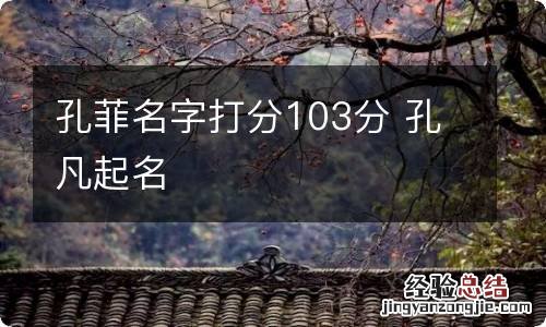 孔菲名字打分103分 孔凡起名