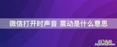 微信打开时声音 震动是什么意思