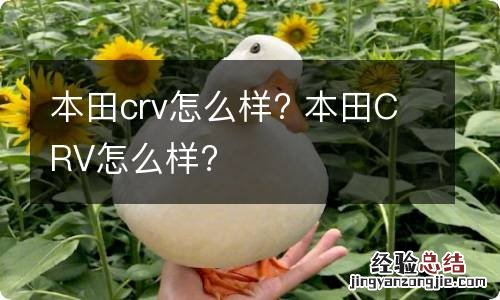 本田crv怎么样? 本田CRV怎么样?