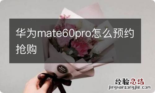 华为mate60pro怎么预约抢购