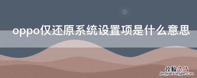 oppo仅还原系统设置项是什么意思