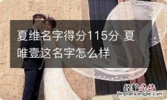 夏维名字得分115分 夏唯壹这名字怎么样