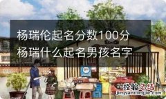 杨瑞伦起名分数100分 杨瑞什么起名男孩名字