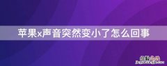 iPhonex声音突然变小了怎么回事