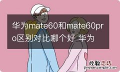 华为mate60和mate60pro区别对比哪个好 华为mate 60