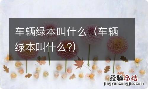 车辆绿本叫什么? 车辆绿本叫什么