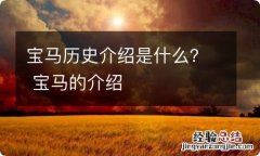 宝马历史介绍是什么？ 宝马的介绍